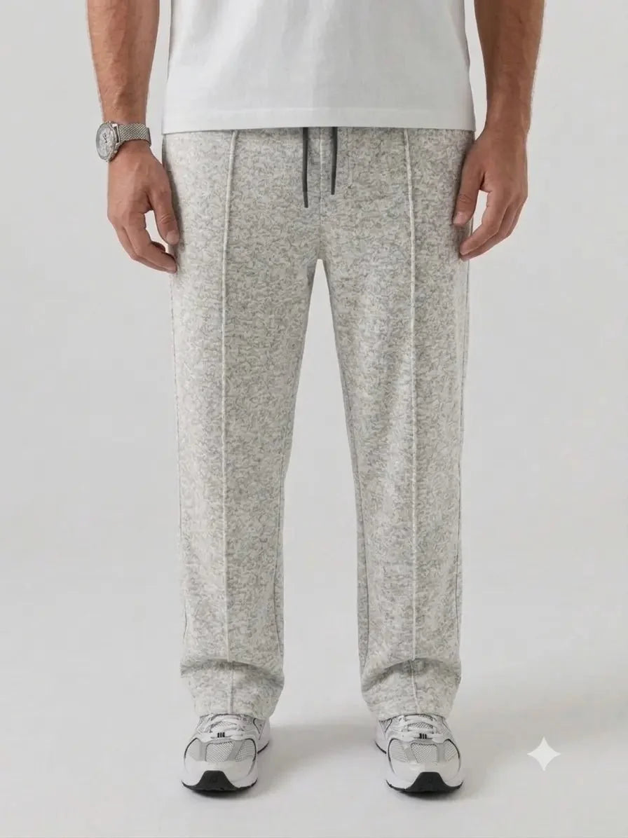 Premium Pure Cotton Baggy Heather Grey Straight-Fit Trousers