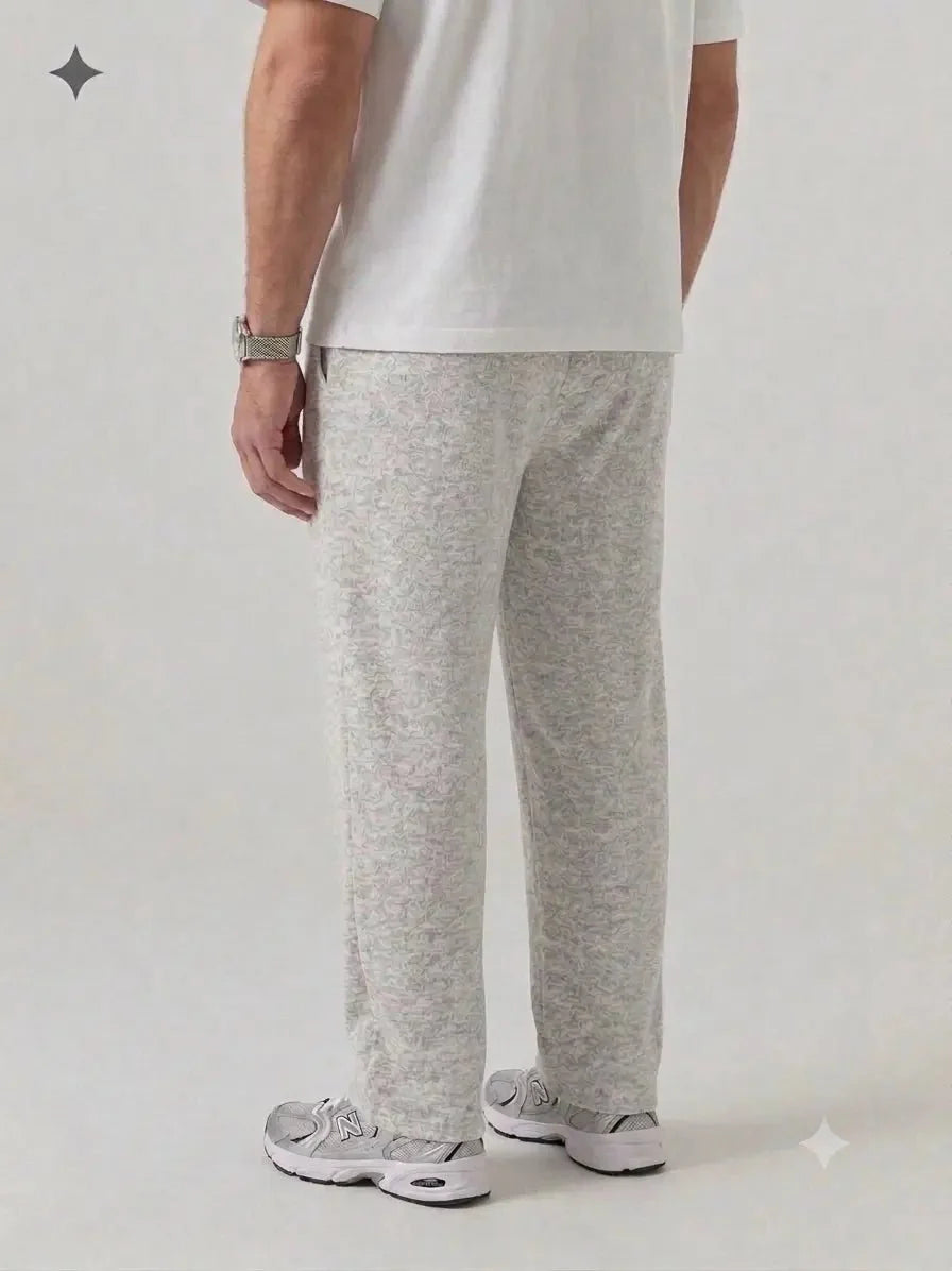 Premium Pure Cotton Baggy Heather Grey Straight-Fit Trousers