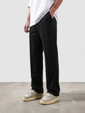 Premium Pure Cotton Baggy Black Straight-Fit Trousers