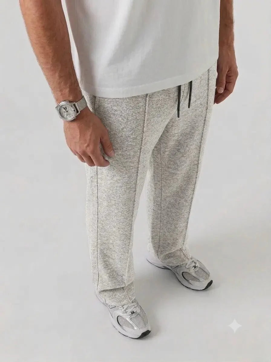 Premium Pure Cotton Baggy Heather Grey Straight-Fit Trousers