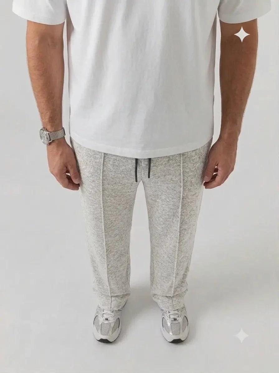 Premium Pure Cotton Baggy Heather Grey Straight-Fit Trousers