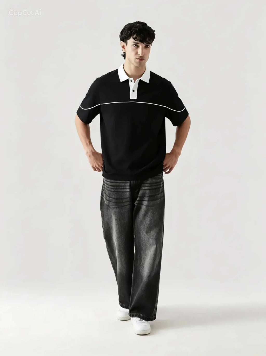 Monarch Polo — Black & White Contrast Collar