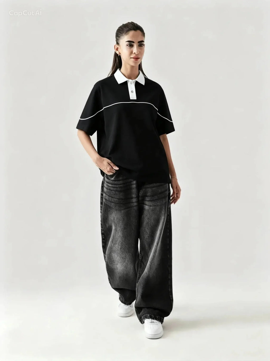 Monarch Polo — Black & White Contrast Collar