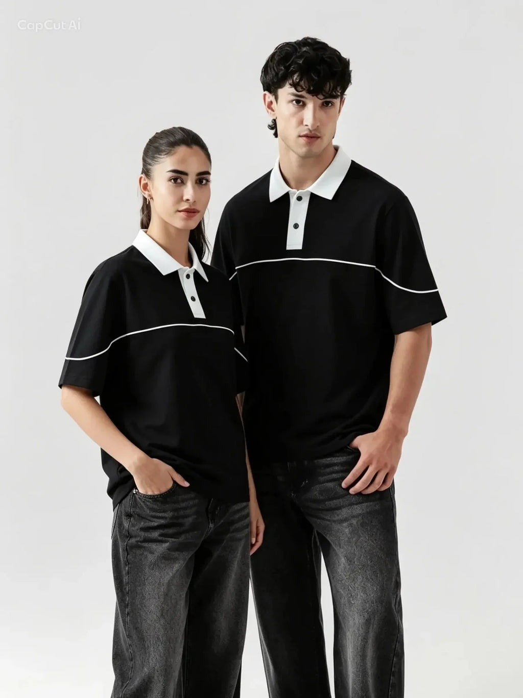Monarch Polo — Black & White Contrast Collar