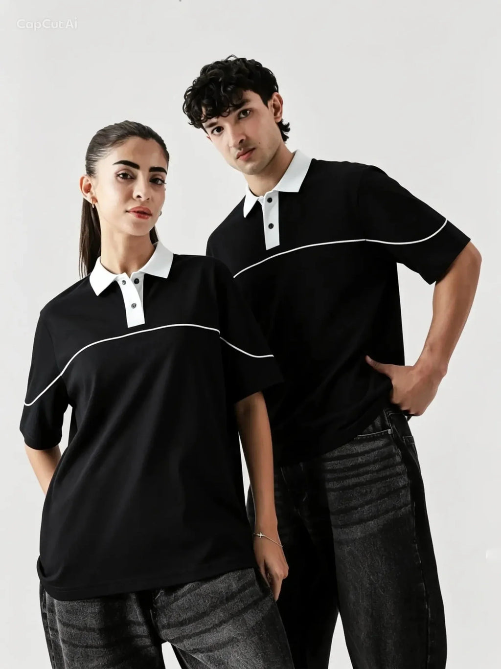 Monarch Polo — Black & White Contrast Collar