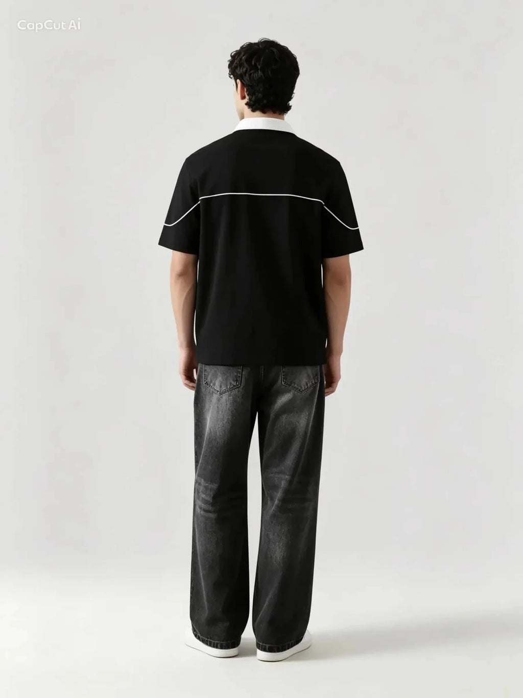 Monarch Polo — Black & White Contrast Collar