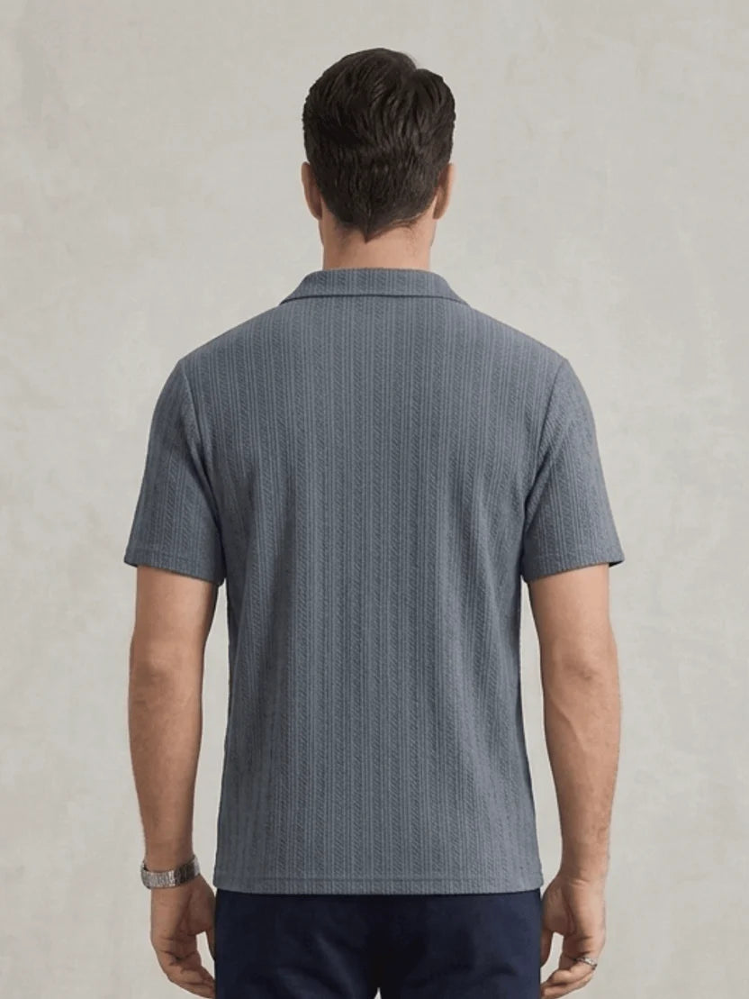 Men's Premium Textured Knit Polo Shirt - Grey