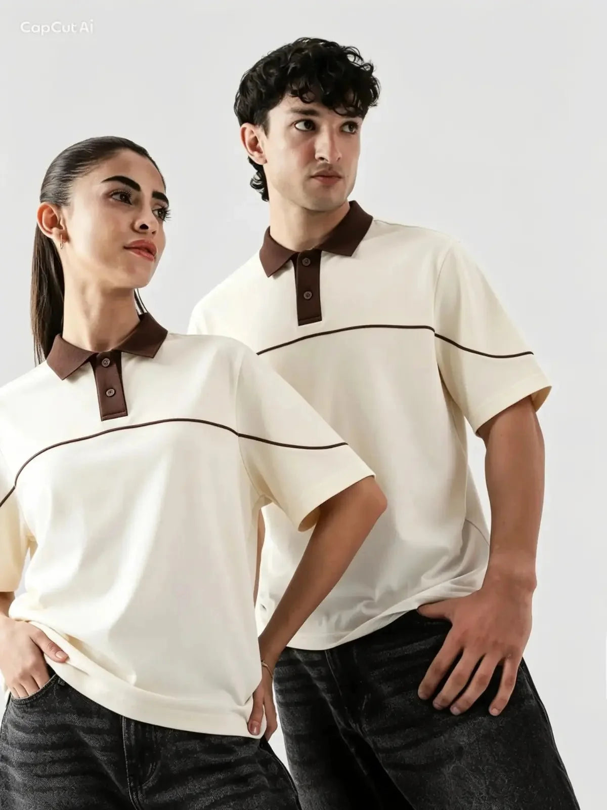 Monarch Polo — Ivory & Espresso Brown Contrast Collar