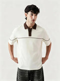 Monarch Polo — Ivory & Espresso Brown Contrast Collar