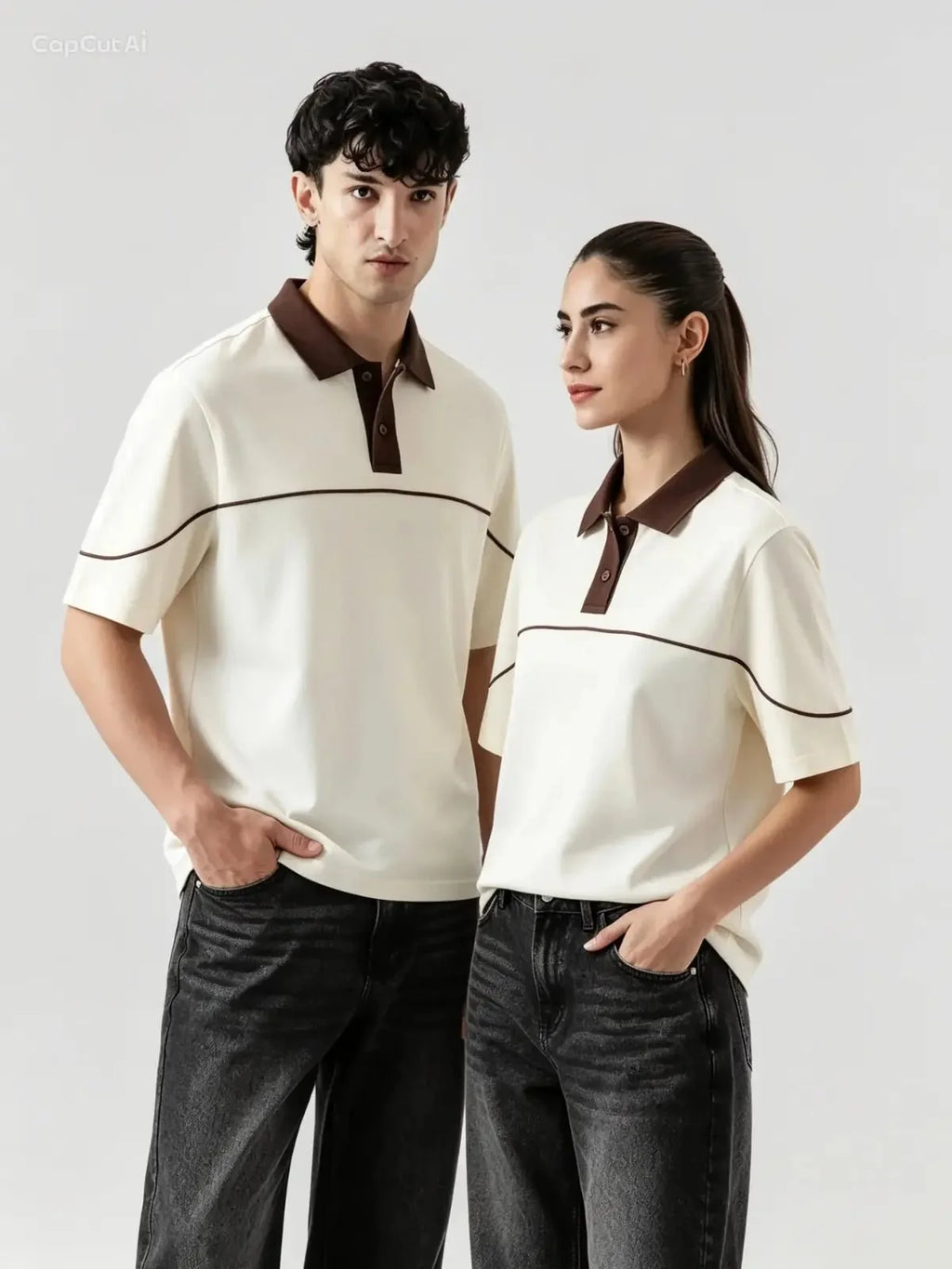 Monarch Polo — Ivory & Espresso Brown Contrast Collar