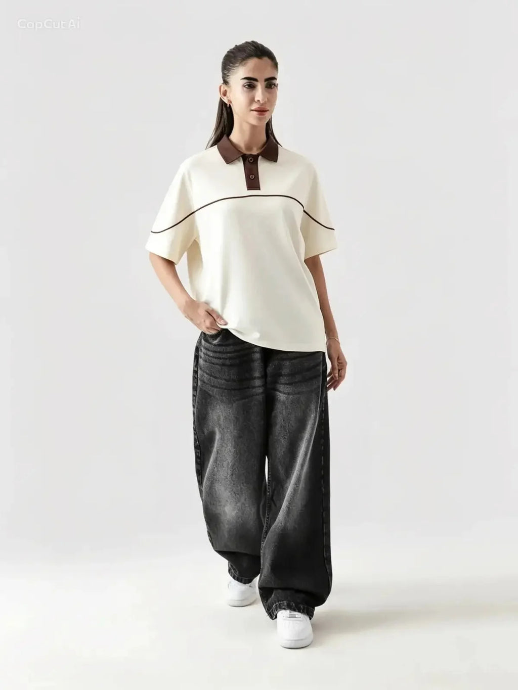 Monarch Polo — Ivory & Espresso Brown Contrast Collar
