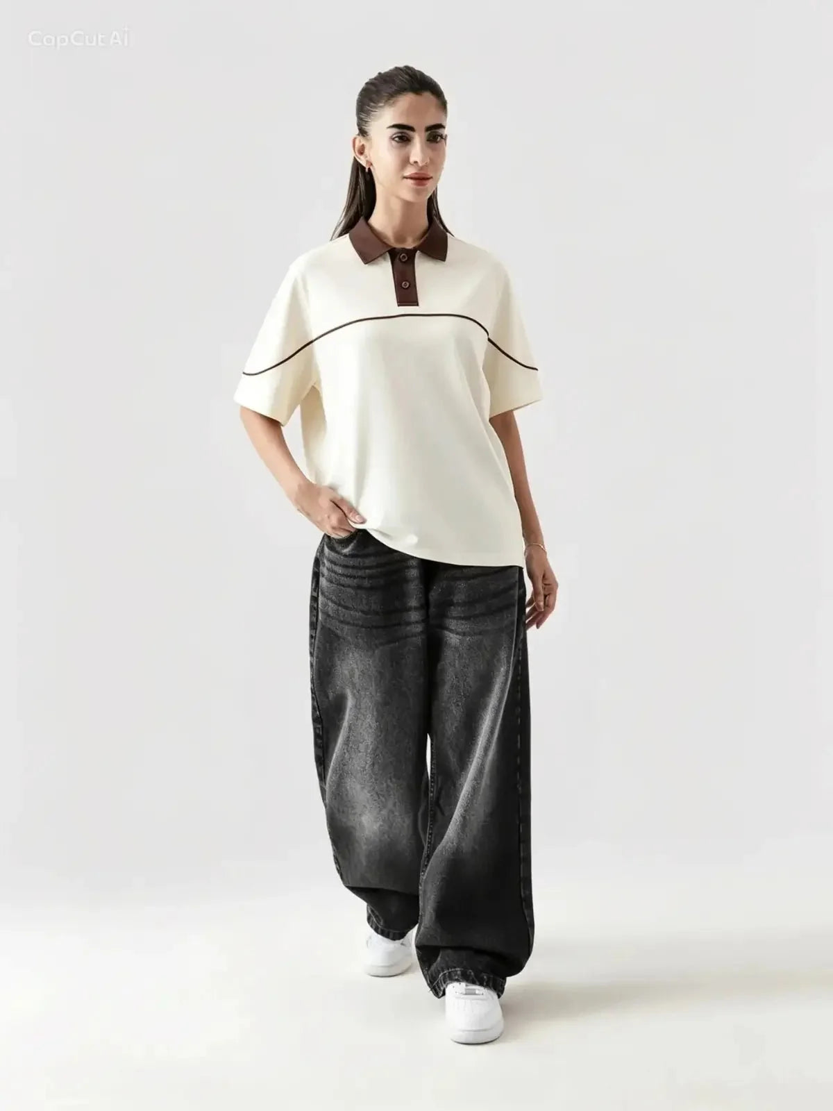 Monarch Polo — Ivory & Espresso Brown Contrast Collar