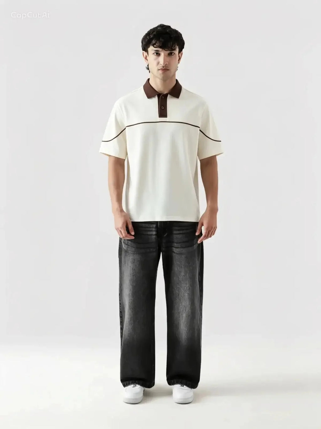 Monarch Polo — Ivory & Espresso Brown Contrast Collar