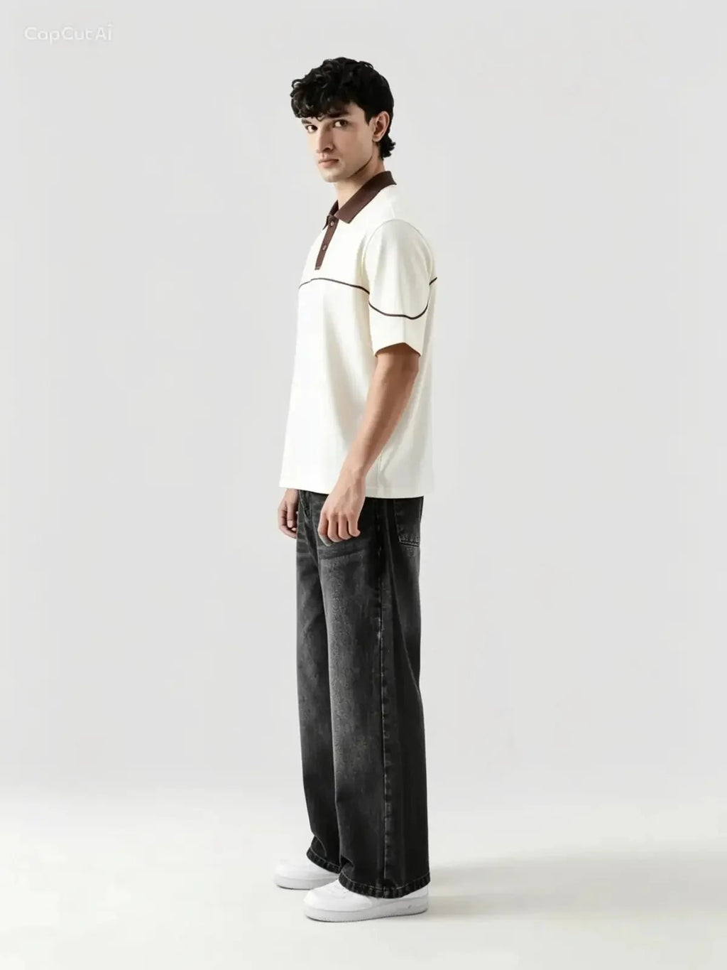 Monarch Polo — Ivory & Espresso Brown Contrast Collar