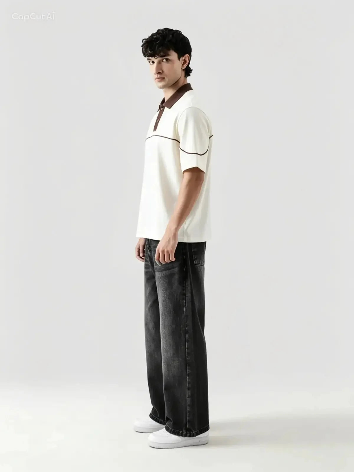 Monarch Polo — Ivory & Espresso Brown Contrast Collar