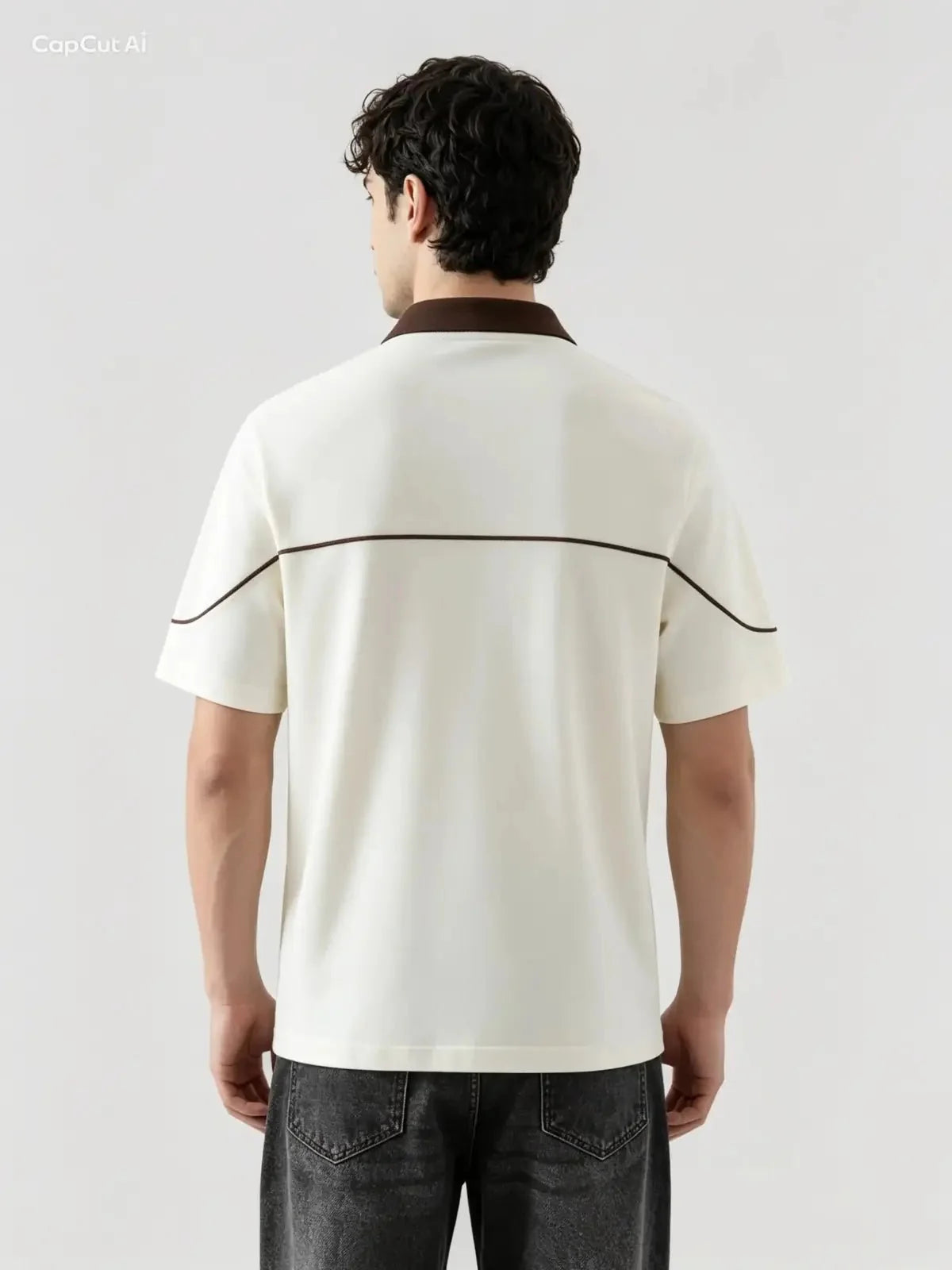Monarch Polo — Ivory & Espresso Brown Contrast Collar